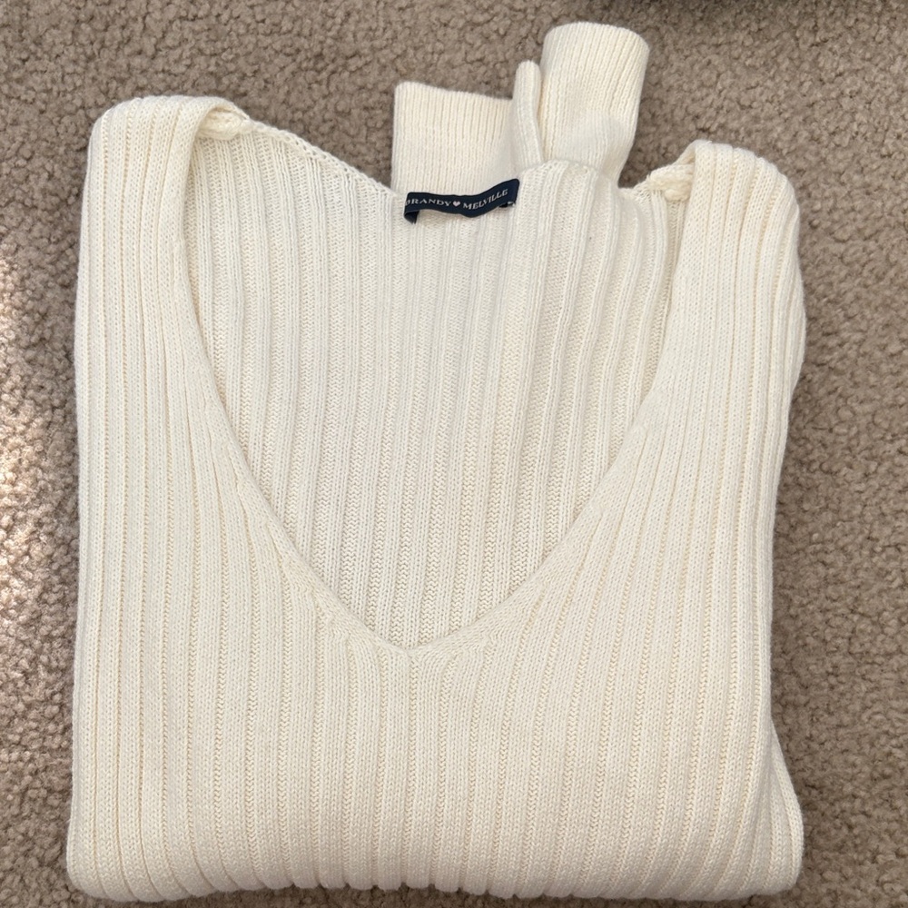 Brandy Melville Ivory Ribbed Sweater
